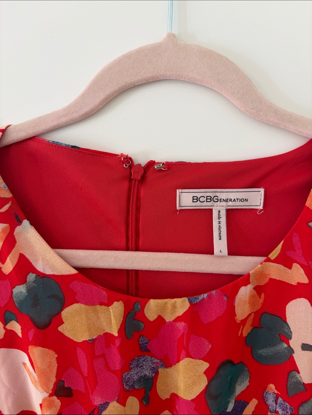 BCBGeneration Red Floral High-Low Midi Dress - Picture 2 of 3